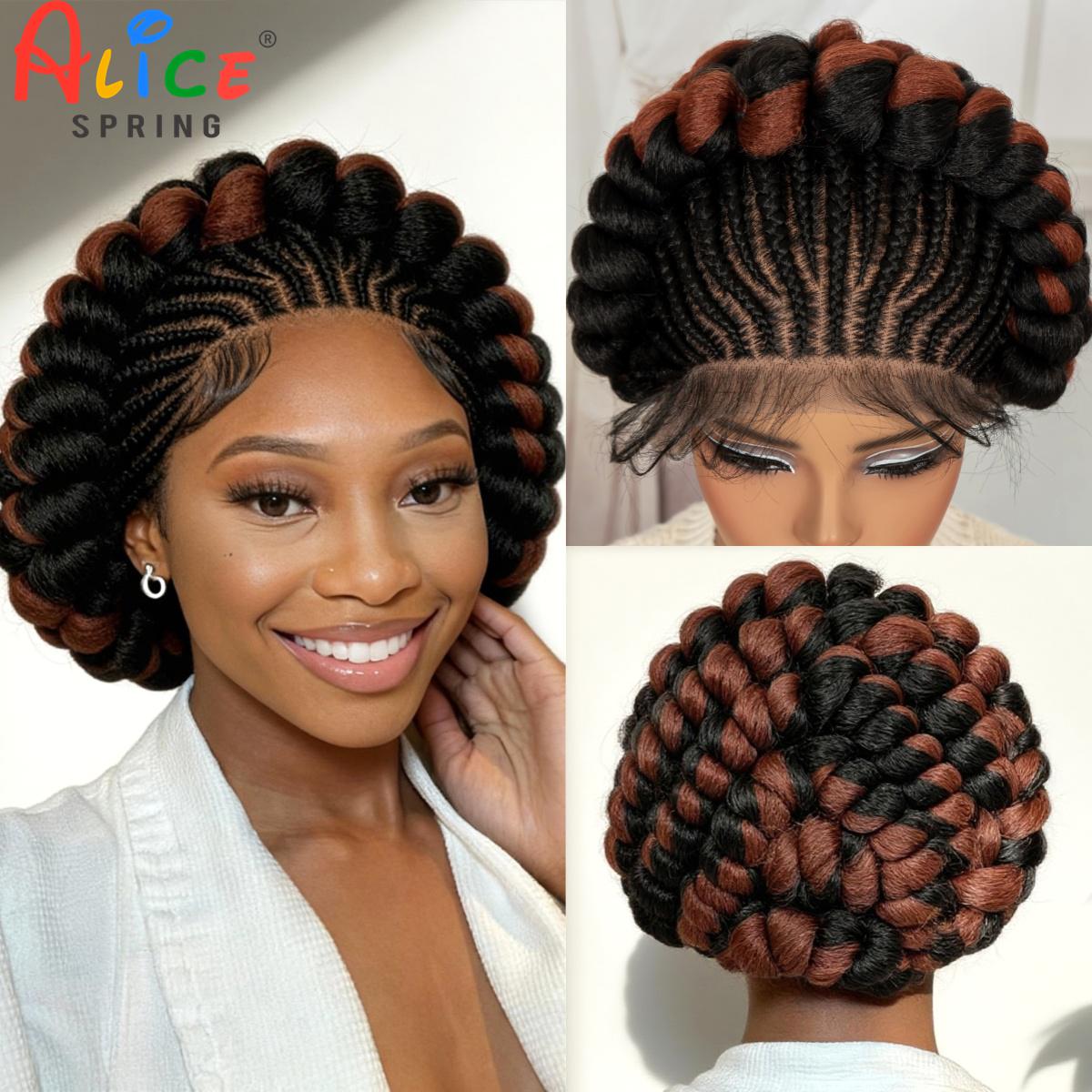 Synthetic Braided Wigs For Black Women - Wig Kepang Cornrow Sintetis Full Lace