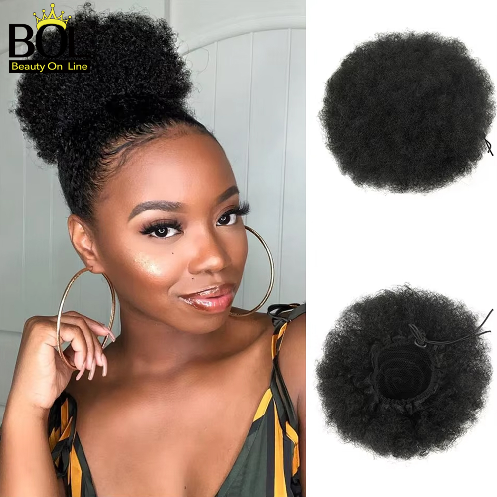 Drawstring Afro Curly Puff Ponytail - Ekstensi Rambut Afro Puff Drawstring Ponytail