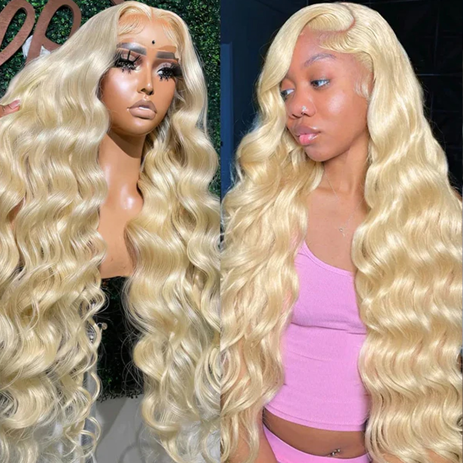613 Blonde Body Wave Lace Front Wig - Wig Rambut Asli 13x6 Hd Lace