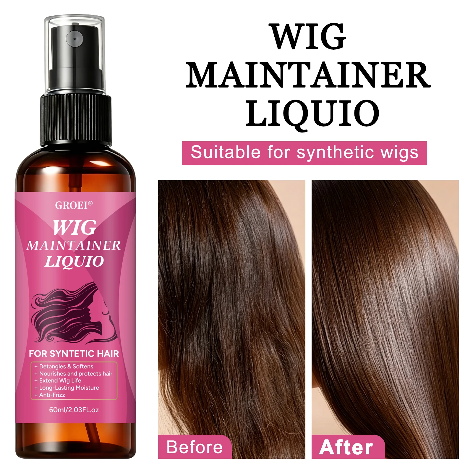 Synthetic Wigs - GROEI Semprotan Perawatan Wig Anti-Kusut 60ml,