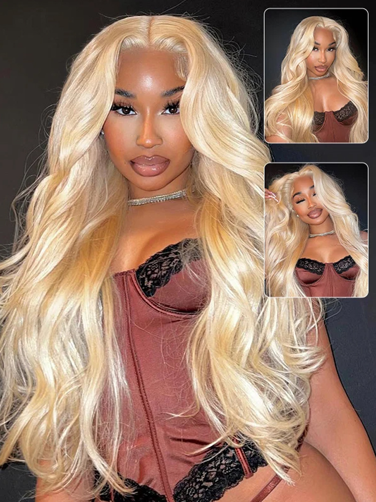 613 Blonde Body Wave Lace Front Wig - 613 Wig Rambut Manusia Warna Pirang