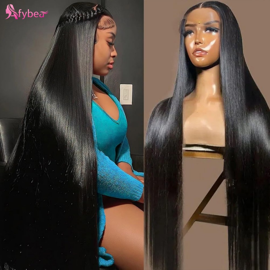 Hd Lace Frontal Wig Human Hair Pre Plucked - Wig Rambut Manusia Lurus 40 Inci,
