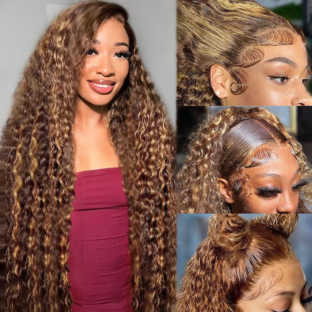 Lace Front Wigs - Wig Rambut Keriting Deep Wave 36