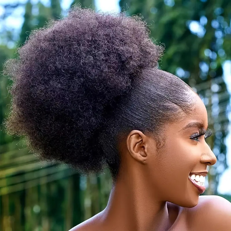 Drawstring Afro Curly Puff Ponytail - 1 Buah Wig Sanggul Rambut Gaya