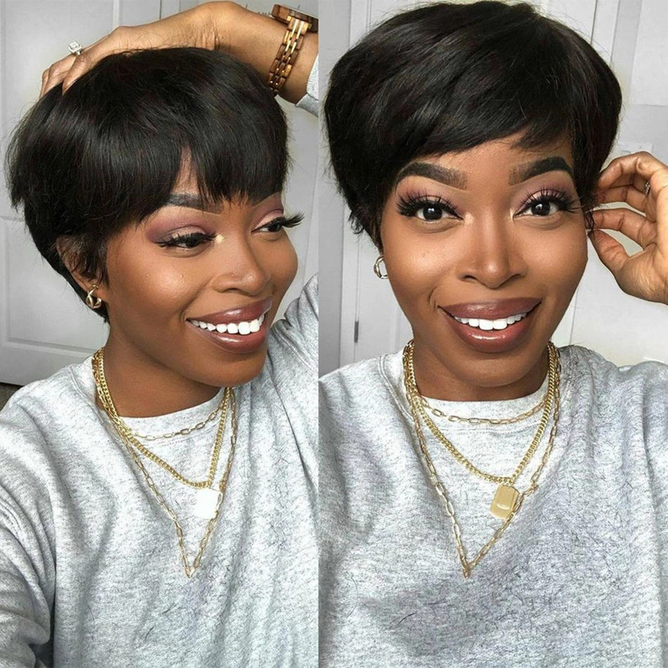 Wig Rambut Manusia Pendek Poto - Short Pixie Cut Wig Human Hair Cheap ulasan dan harga