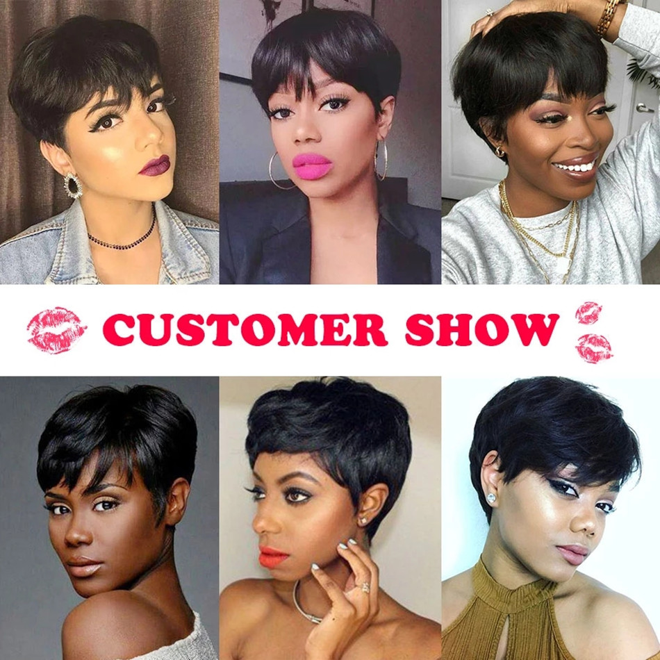 Wig Rambut Manusia Pendek Poto - Short Pixie Cut Wig Human Hair Cheap ulasan dan harga