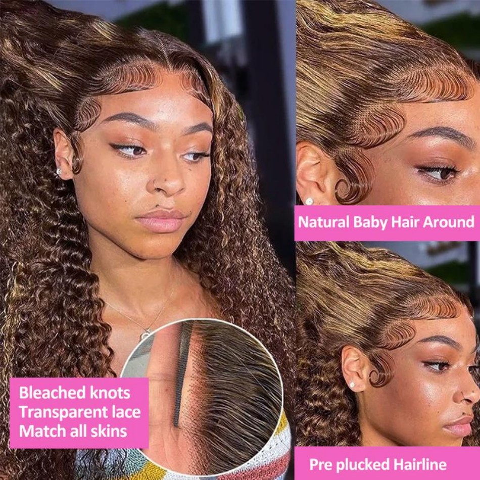Wig Rambut Asli Highlight Ombr - Hd Lace Frontal Wig Human Hair Pre Plucked ulasan dan harga