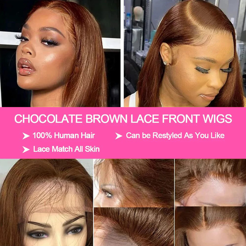 Wig Bob Lurus Cokelat 13X4, Wi - Glueless Wear And Go Human Hair Wig ulasan dan harga