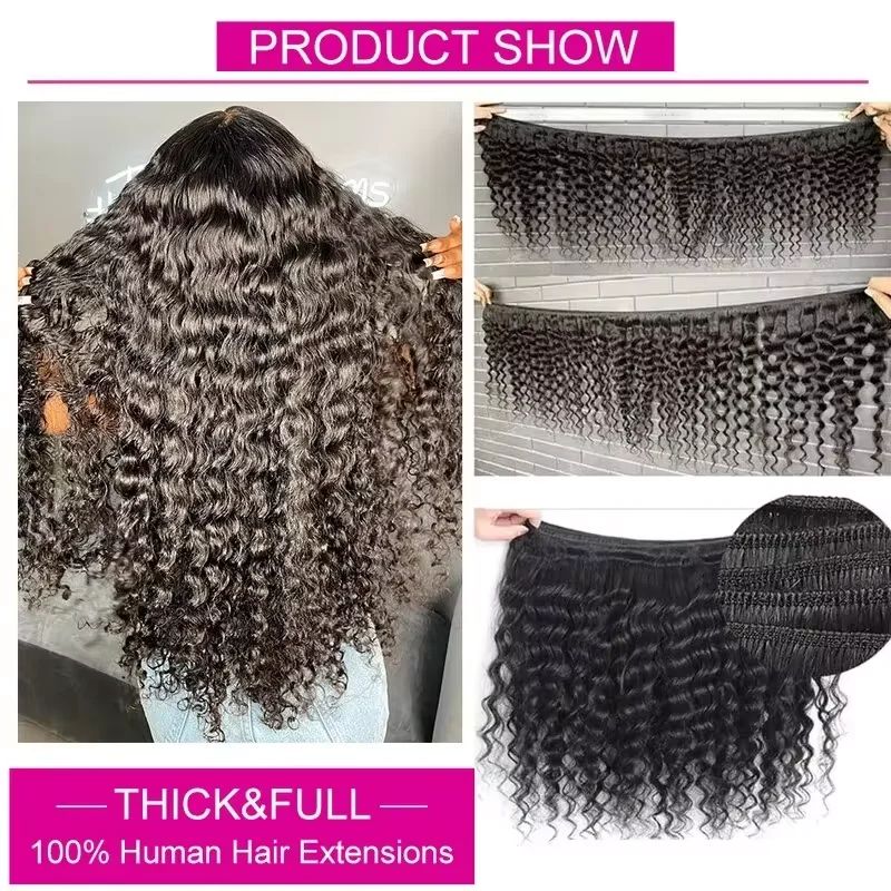 Rambut Manusia Deep Wave denga - Deep Wave 3 Bundles With Closure ulasan dan harga
