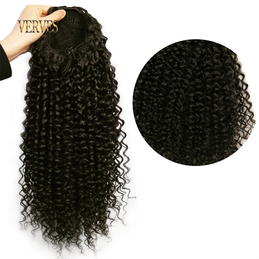 VERVES Sintetis Serut Puff Eko - Drawstring Afro Curly Puff Ponytail ulasan dan harga
