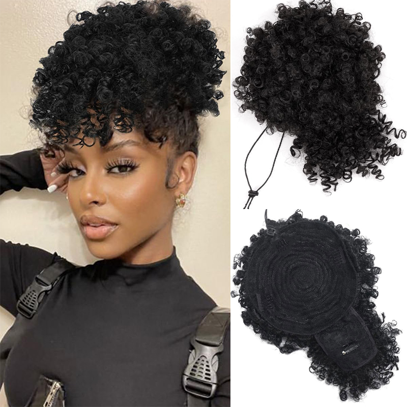 Afro Puff Kinky rambut keritin - Drawstring Afro Curly Puff Ponytail ulasan dan harga