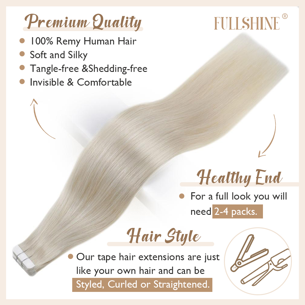 Pita kilau penuh dalam ekstens - Invisible Tape In Extensions Real Hair ulasan dan harga