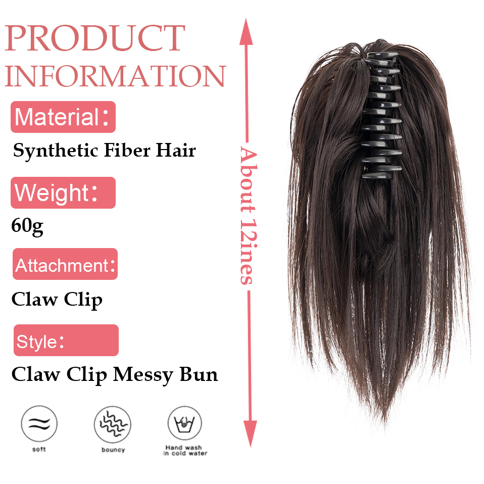 Snoilite klip cakar lurus sint - Claw Clip Messy Bun Hair Piece ulasan dan harga