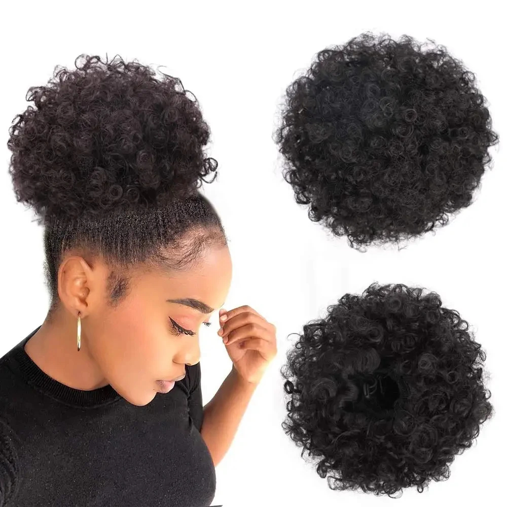 Ekstensi ekor kuda tali serut  - Drawstring Afro Curly Puff Ponytail ulasan dan harga