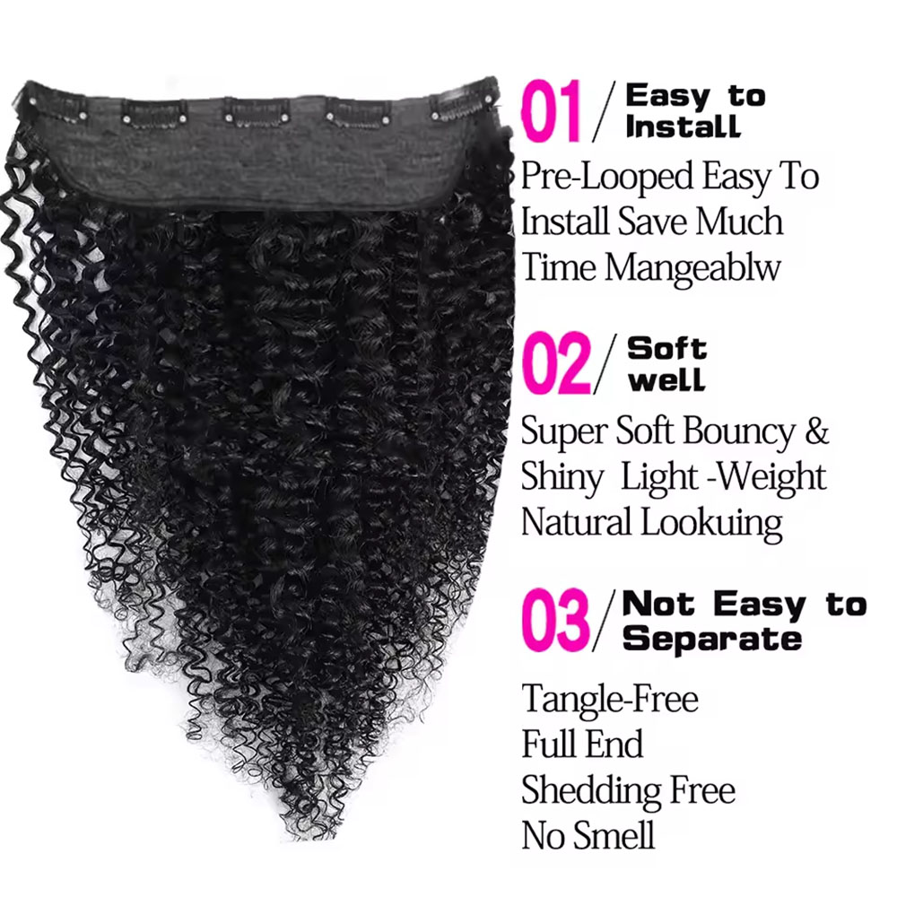 1 Buah Klip Dalam Satu Potong  - Seamless Clip In Hair Extensions Human Hair ulasan dan harga