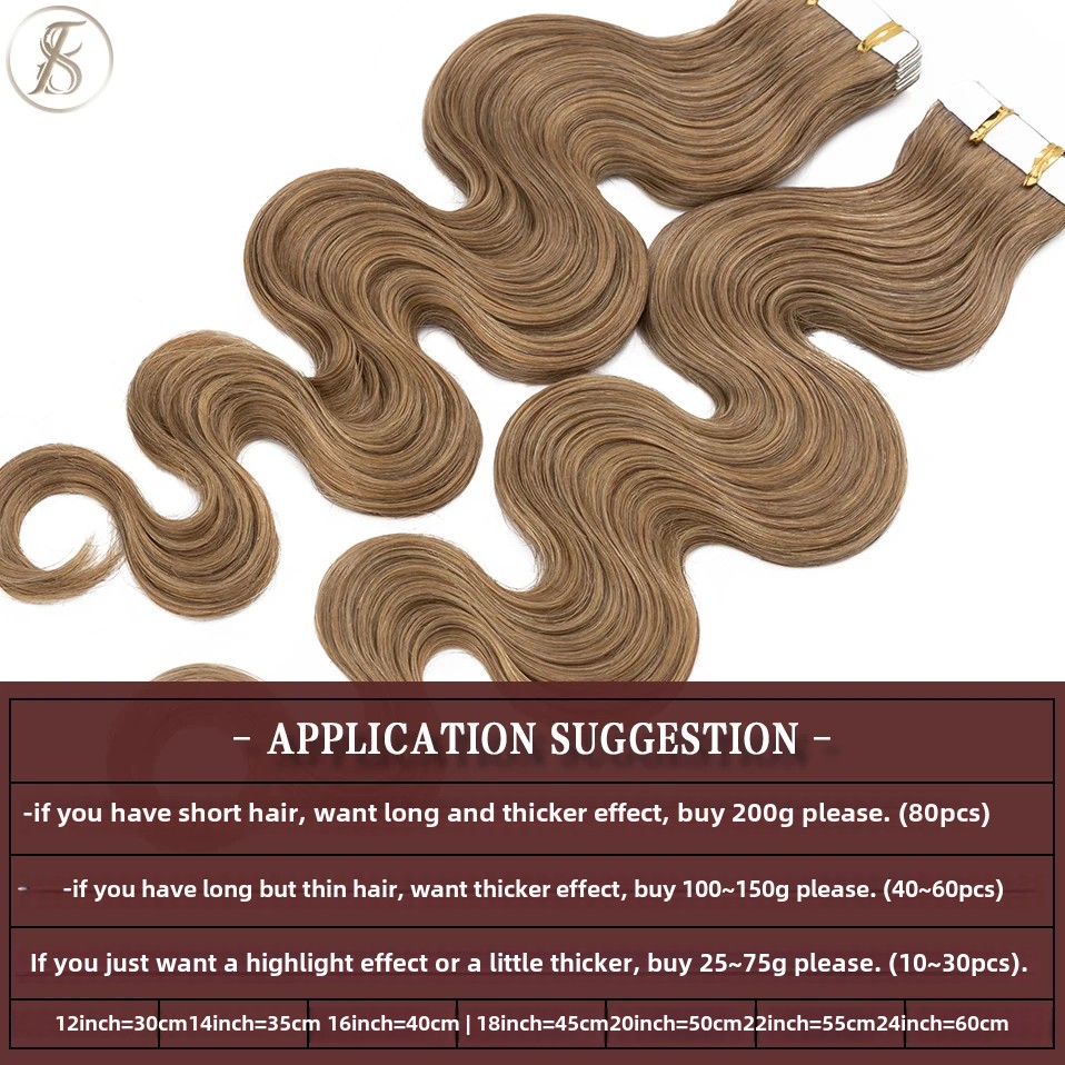 TESS 20 buah pita bergelombang - Invisible Tape In Extensions Real Hair ulasan dan harga