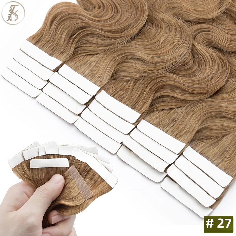 TESS 20 buah pita bergelombang - Invisible Tape In Extensions Real Hair ulasan dan harga