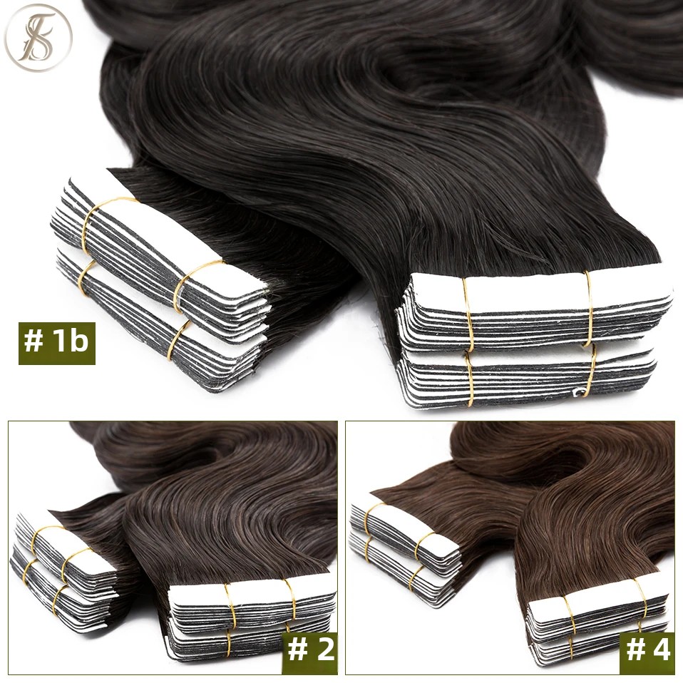 TESS 20 buah pita bergelombang - Invisible Tape In Extensions Real Hair ulasan dan harga