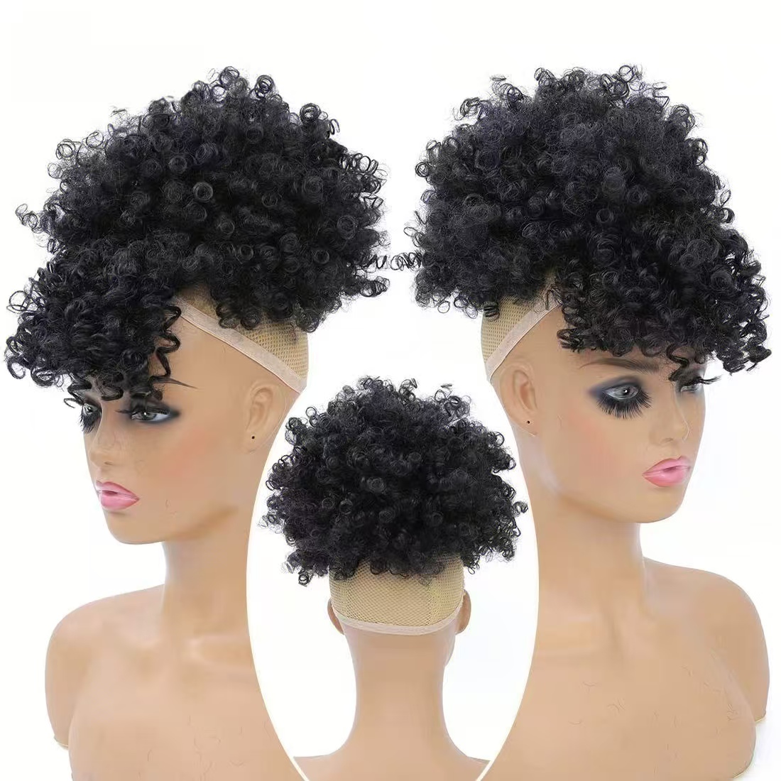 Ekstensi rambut ponytail pende - Drawstring Afro Curly Puff Ponytail ulasan dan harga