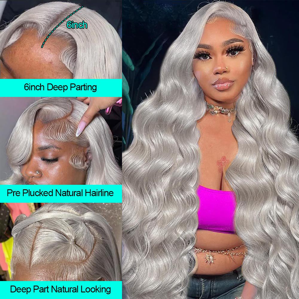 Wig Renda Depan 13X4 Abu-abu P - 613 Blonde Body Wave Lace Front Wig ulasan dan harga