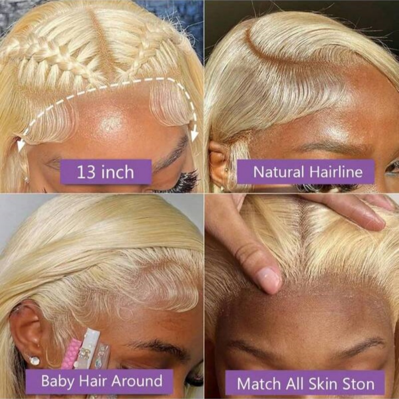 Wig Rambut Asli Honey Blonde 6 - 613 Blonde Body Wave Lace Front Wig ulasan dan harga