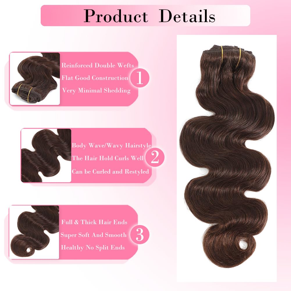 # 4 Klip Gelombang Tubuh Cokla - Seamless Clip In Hair Extensions Human Hair ulasan dan harga