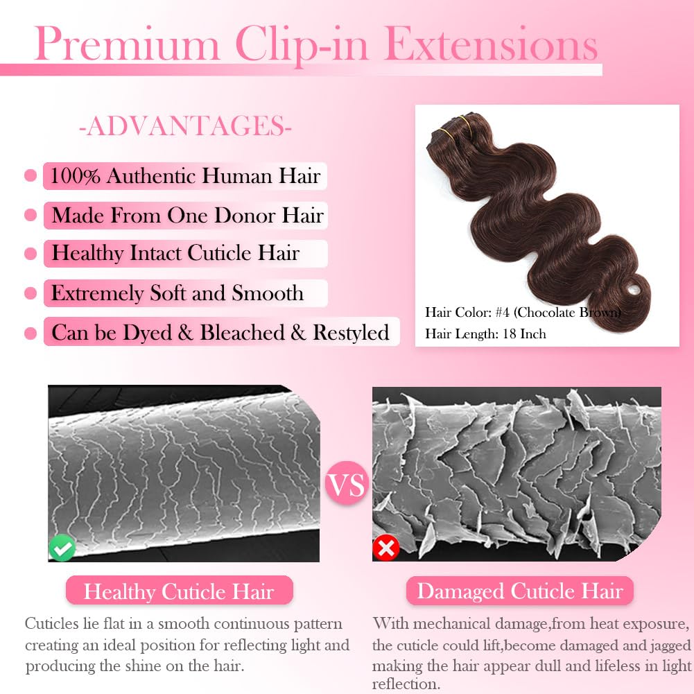 # 4 Klip Gelombang Tubuh Cokla - Seamless Clip In Hair Extensions Human Hair ulasan dan harga