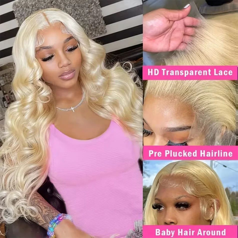 613 13x6 HD Wig Rambut Manusia - 613 Blonde Body Wave Lace Front Wig ulasan dan harga