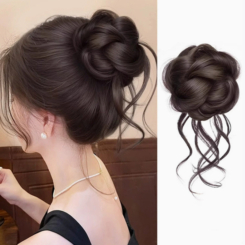 Poni Rambut Sintetis Baru, San - Claw Clip Messy Bun Hair Piece ulasan dan harga