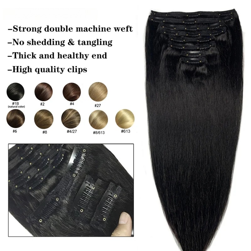 Ekstensi Rambut Asli Clip In L - Seamless Clip In Hair Extensions Human Hair ulasan dan harga