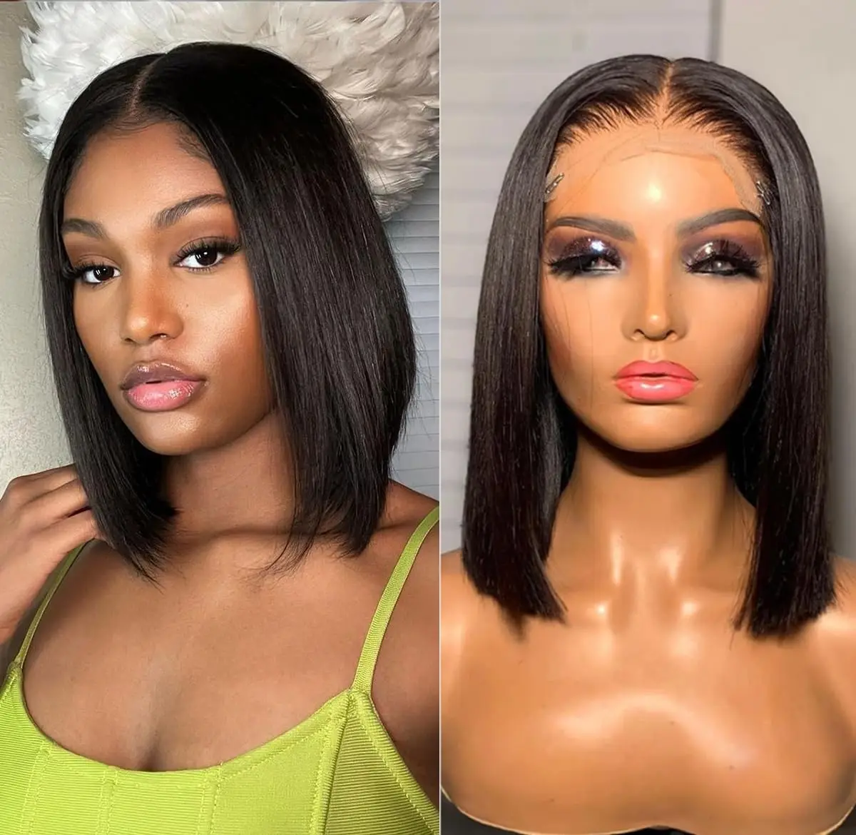 Wig Bob Pendek Lurus Rambut Ma - Glueless Wear And Go Human Hair Wig ulasan dan harga