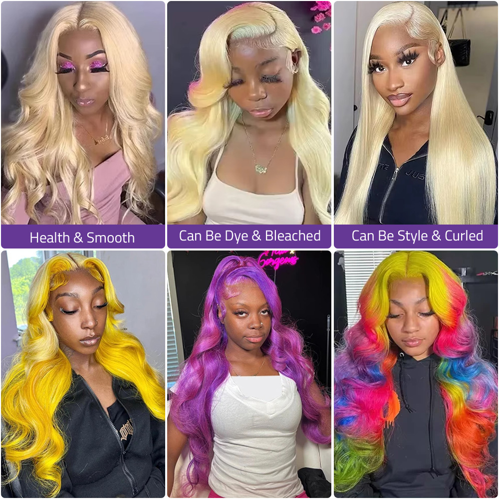 Wig Rambut Asli Brasil 13x4 13 - 613 Blonde Body Wave Lace Front Wig ulasan dan harga