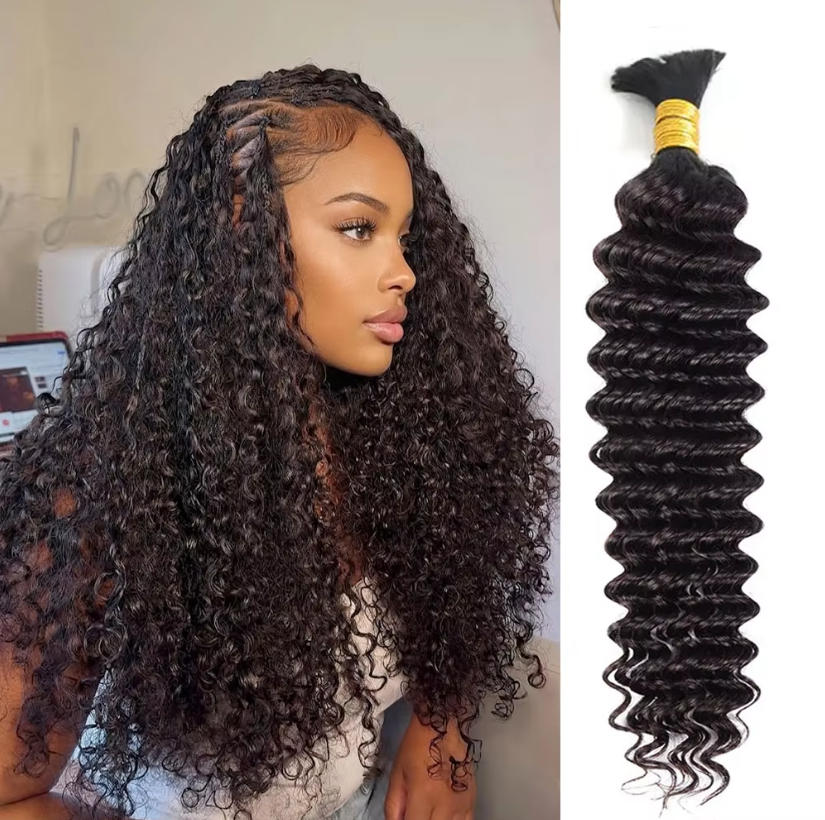 Rambut Manusia Asli Deep Water - Water Wave Bulk Human Hair For Braiding ulasan dan harga