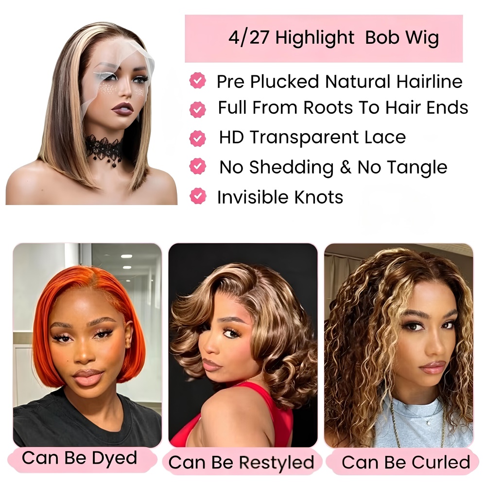 Wig Bob Pirang Madu Rambut Asl - Glueless Wear And Go Human Hair Wig ulasan dan harga