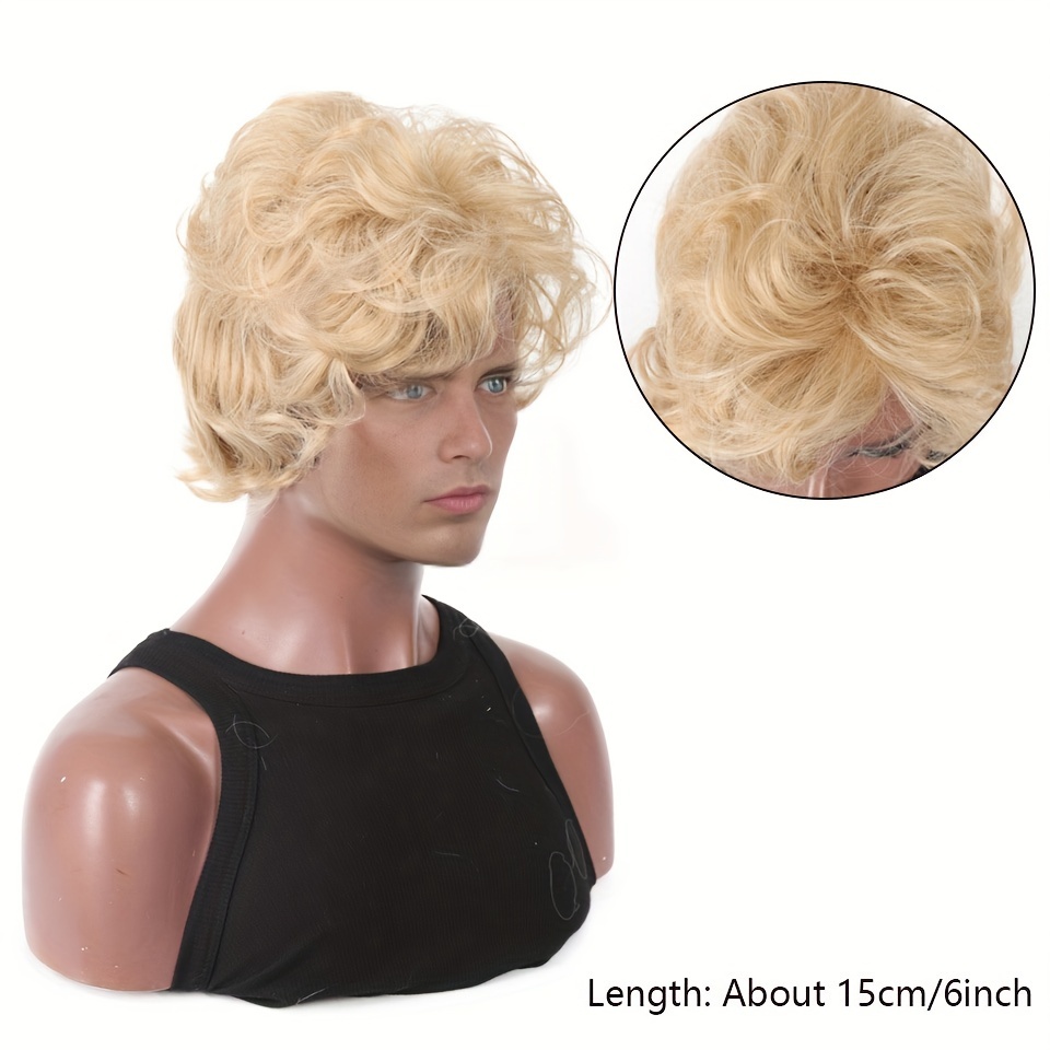 Wig Pirang Pria Wig Sintetis P - Synthetic Wigs ulasan dan harga