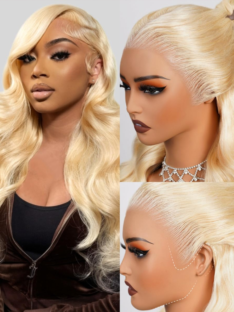 613 Wig Rambut Manusia Warna P - 613 Blonde Body Wave Lace Front Wig ulasan dan harga