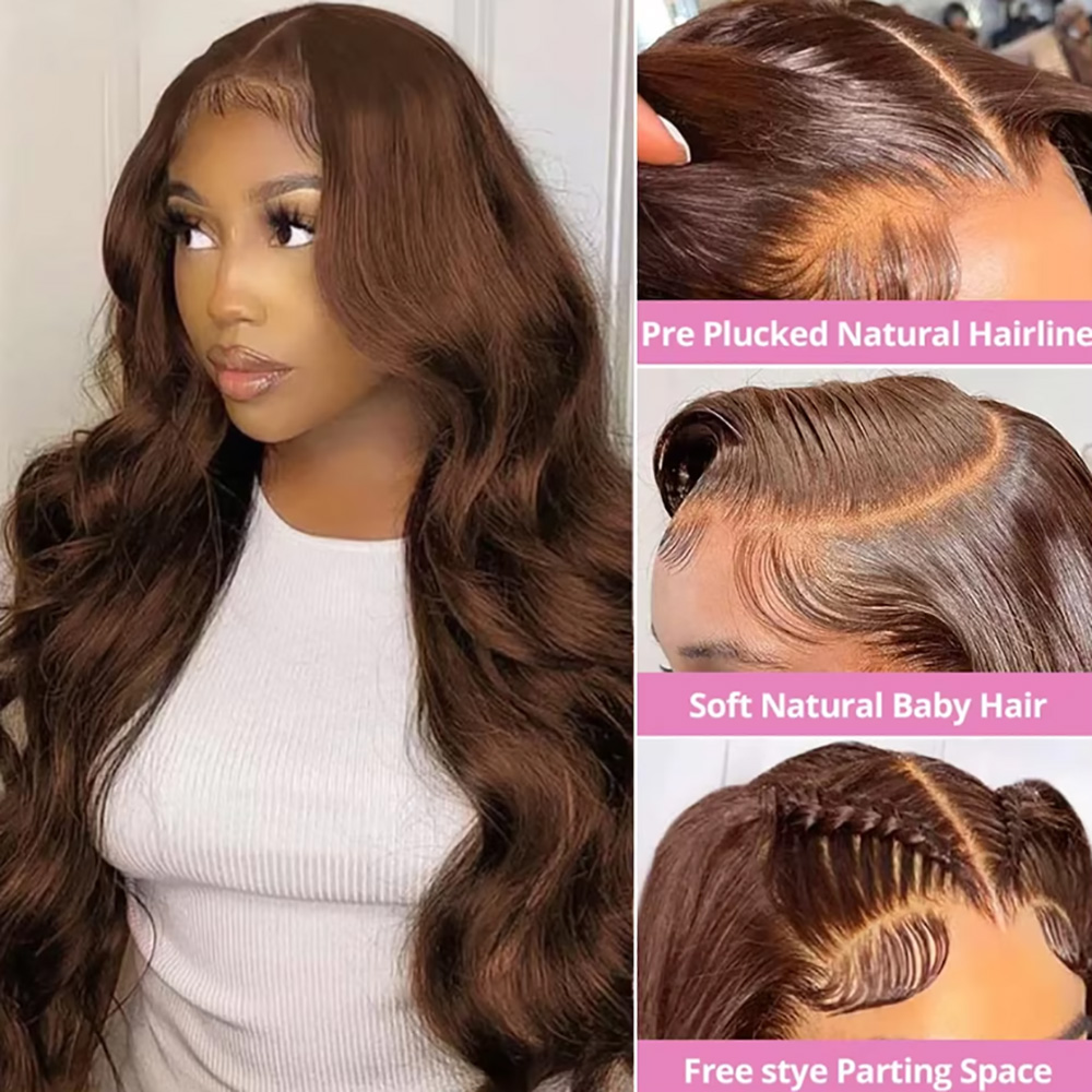 Cokelat # Wig Rambut Manusia 4 - Hd Lace Frontal Wig Human Hair Pre Plucked ulasan dan harga