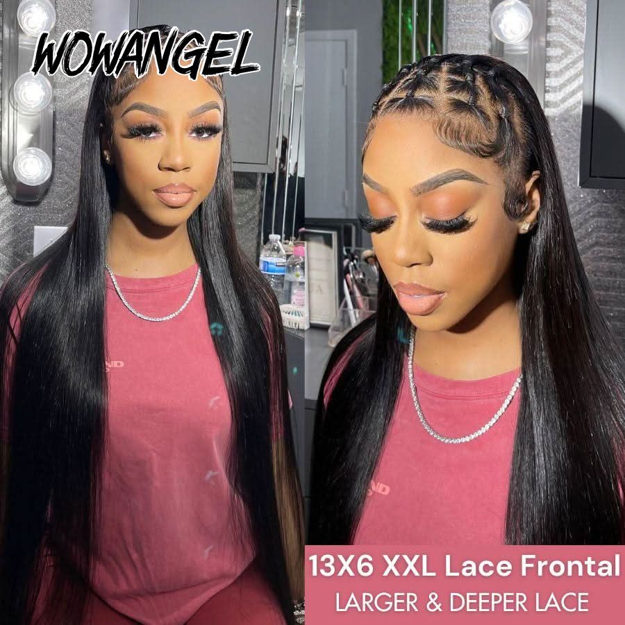 Wig Rambut Asli WOWANGEL Strai - Hd Lace Frontal Wig Human Hair Pre Plucked ulasan dan harga