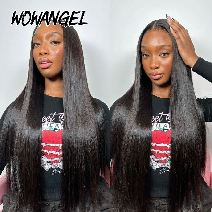 Wig Rambut Asli WOWANGEL Strai - Hd Lace Frontal Wig Human Hair Pre Plucked ulasan dan harga