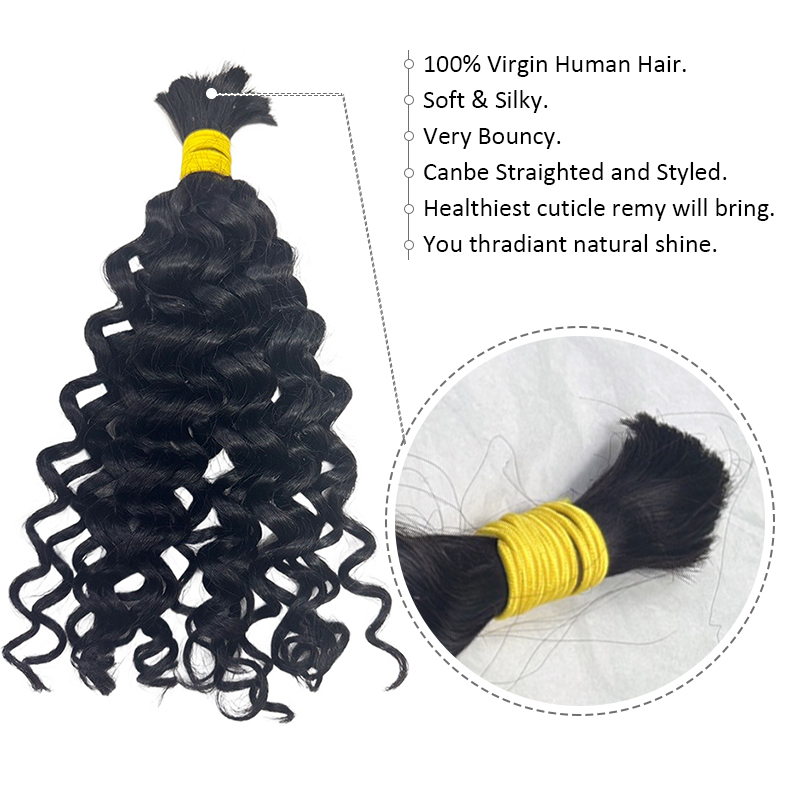 Rambut Manusia Asli Model Wate - Water Wave Bulk Human Hair For Braiding ulasan dan harga