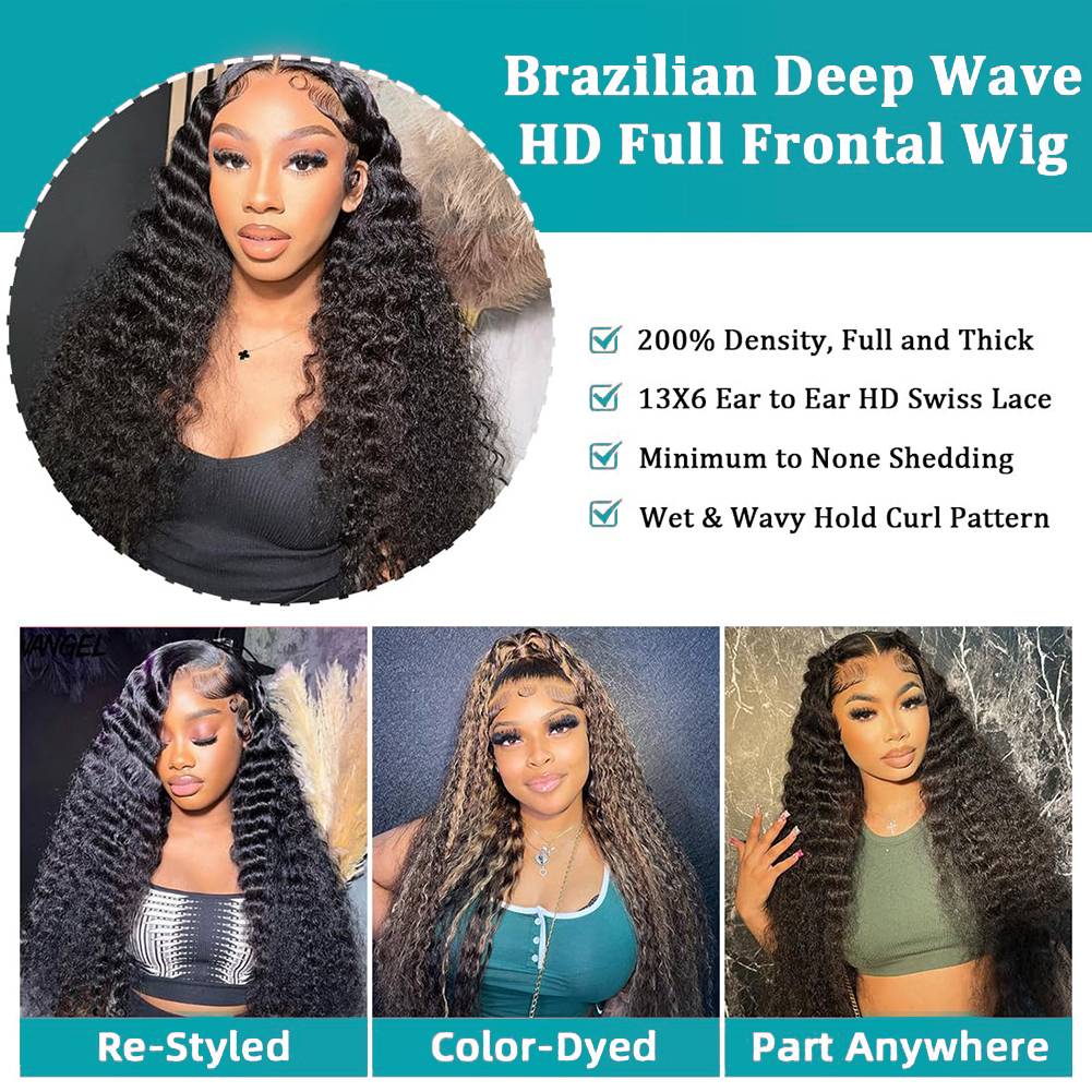 Wig Rambut Asli Deep Wave 40 4 - Lace Front Wigs ulasan dan harga