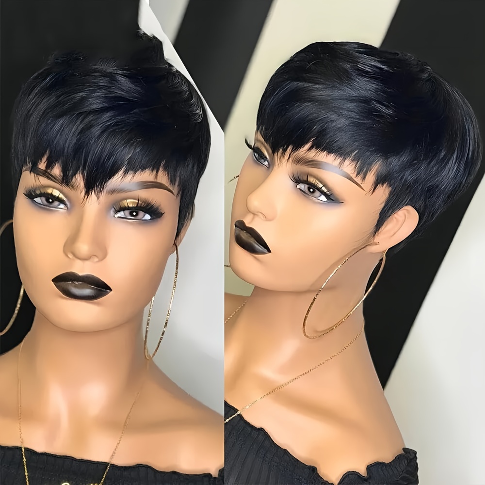 Wig Pixie pendek lapisan rambu - Short Pixie Cut Wig Human Hair Cheap ulasan dan harga