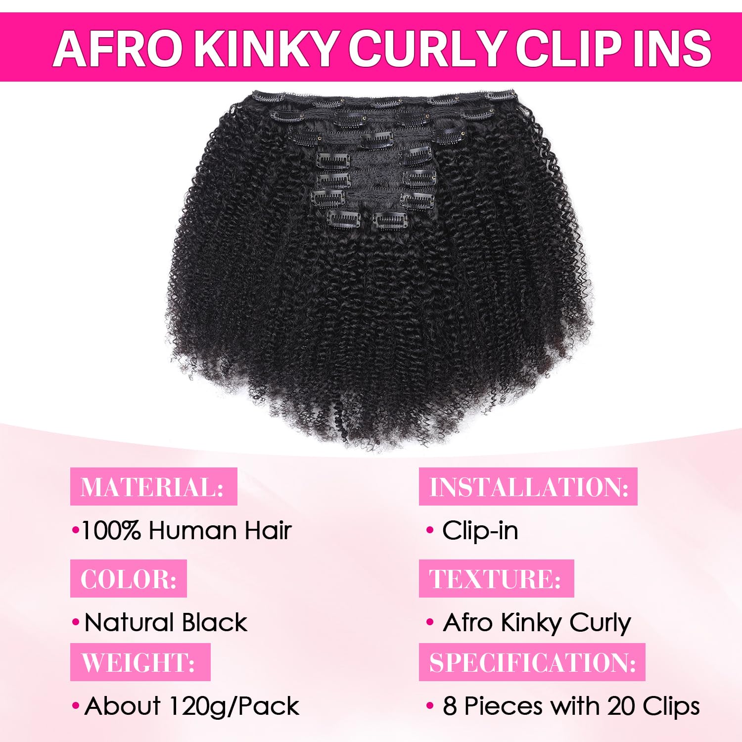 Ekstensi Rambut Afro Curly Cli - Seamless Clip In Hair Extensions Human Hair ulasan dan harga