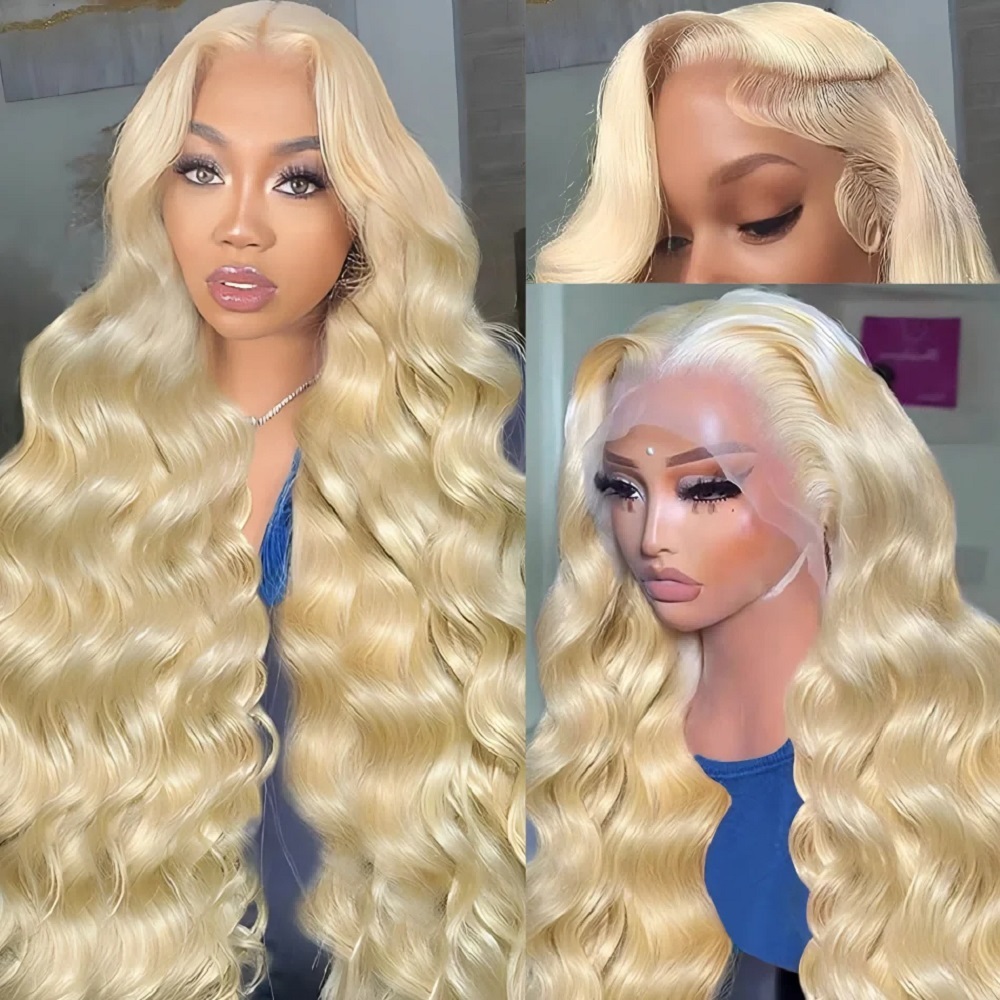 Wig Rambut Manusia 46 Inci HD  - 613 Blonde Body Wave Lace Front Wig ulasan dan harga