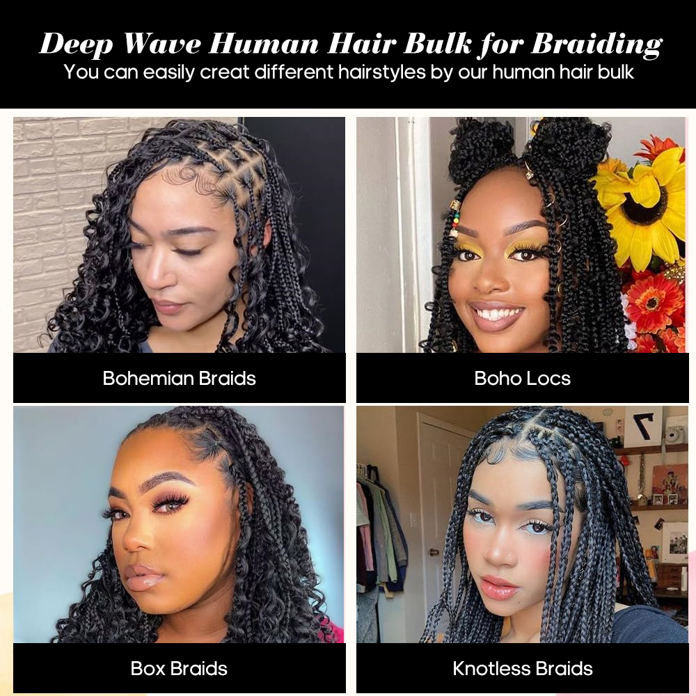 Rambut kepang manusia untuk ra - Water Wave Bulk Human Hair For Braiding ulasan dan harga
