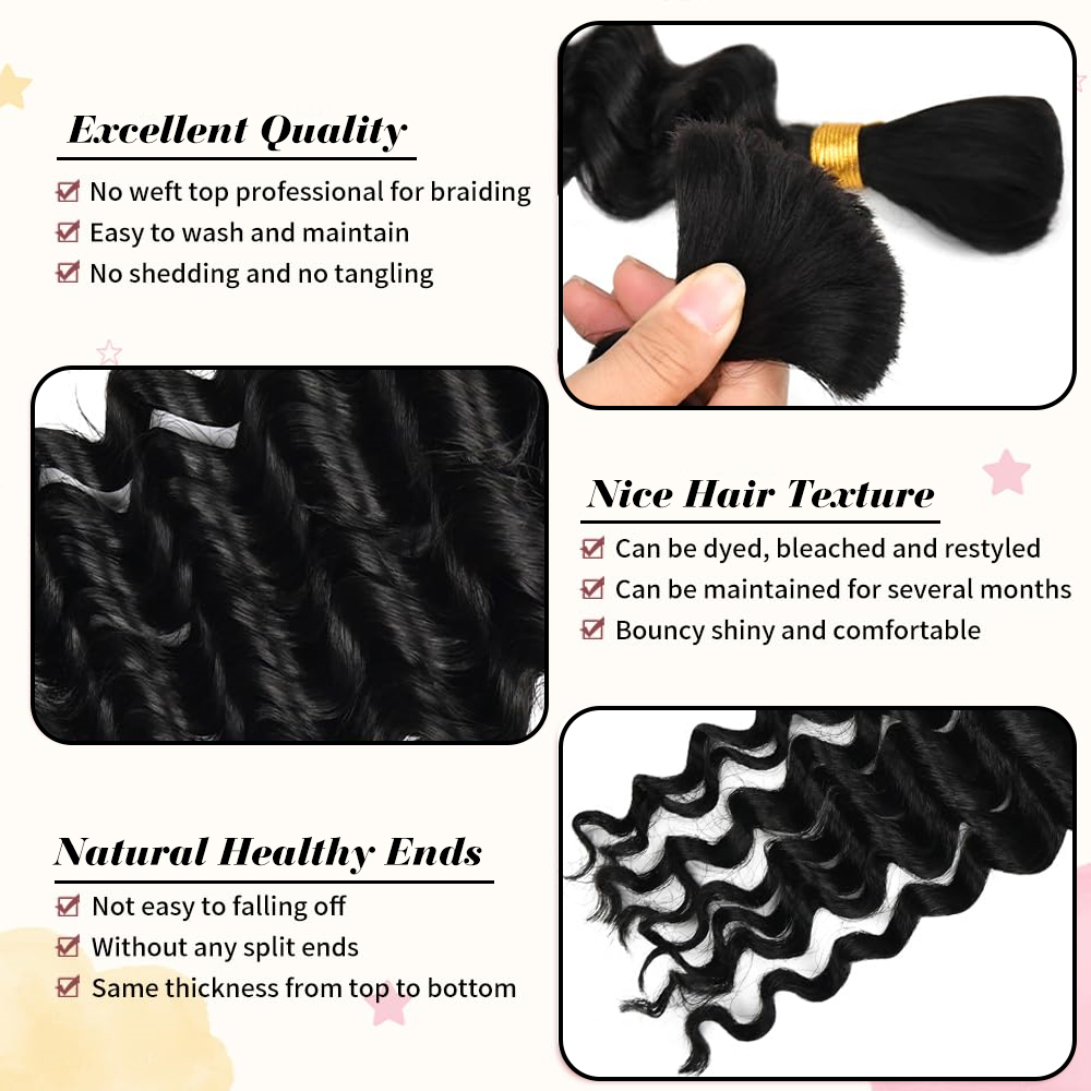Rambut kepang manusia untuk ra - Water Wave Bulk Human Hair For Braiding ulasan dan harga