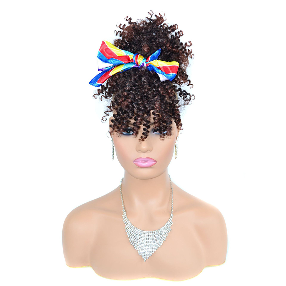 Rambut Palsu Afro Kinky Curly  - Drawstring Afro Curly Puff Ponytail ulasan dan harga