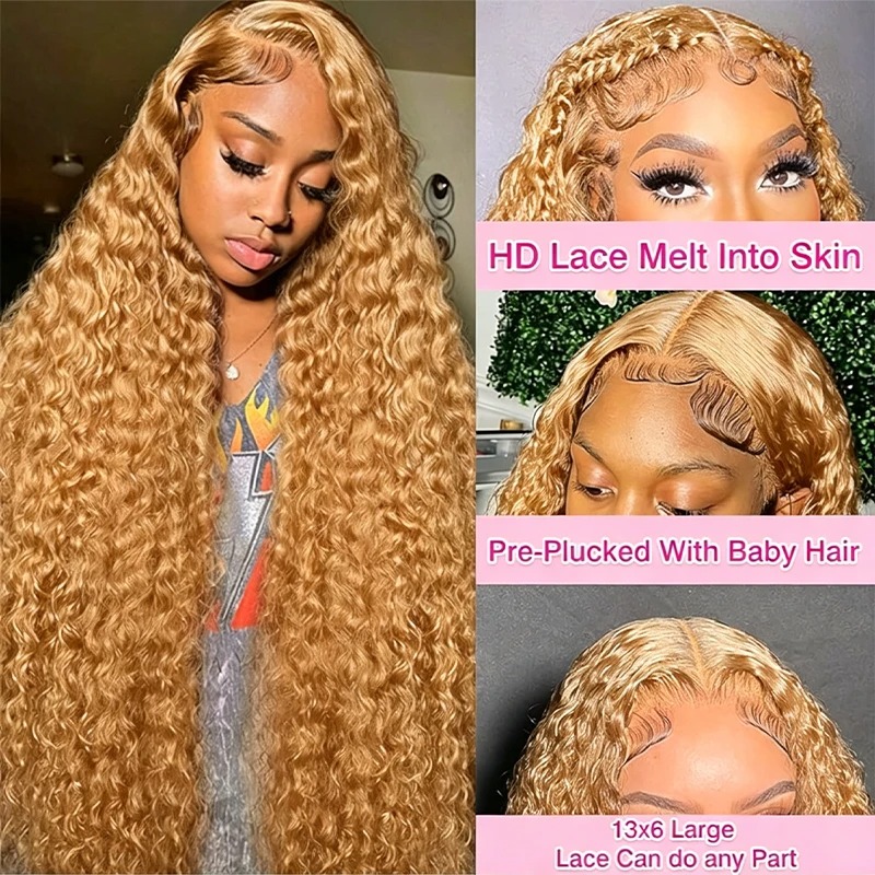 Wig Rambut Asli Pirang Madu 34 - Hd Lace Frontal Wig Human Hair Pre Plucked ulasan dan harga