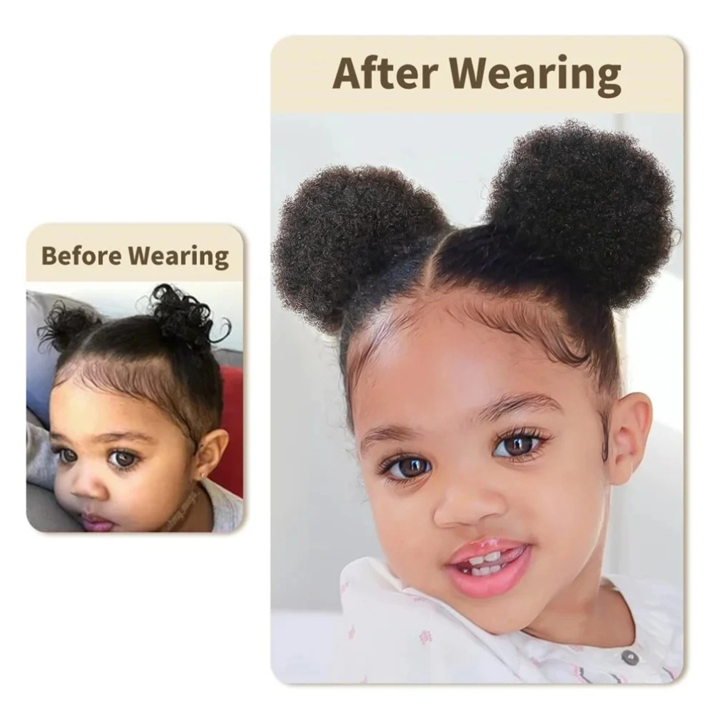 1PC/Pak Rambut Puff Anak-anak  - Drawstring Afro Curly Puff Ponytail ulasan dan harga
