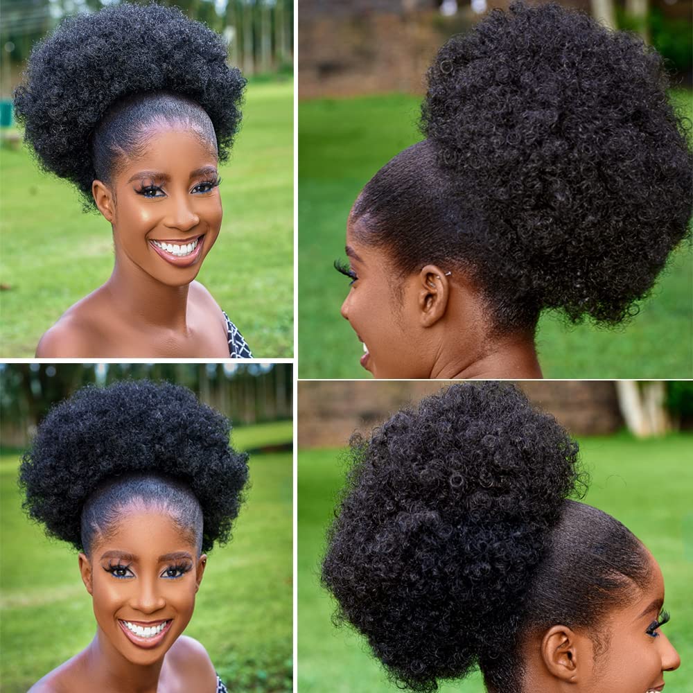 Klip Ekstensi Ekor Kuda Puff A - Drawstring Afro Curly Puff Ponytail ulasan dan harga